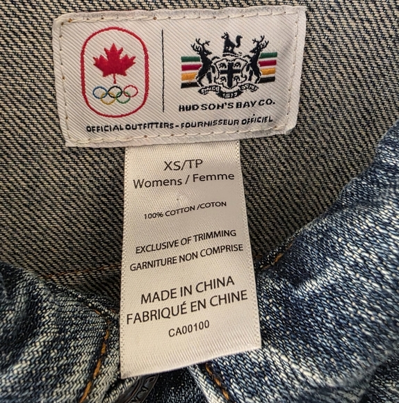 Hudson's Bay Company XS Vintage Y2K Olympics Patchwork Collectible Jean Jacket - Picture 2 of 14